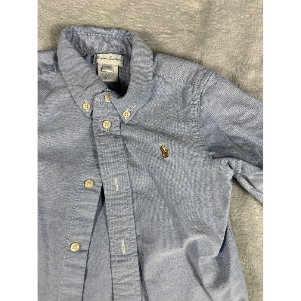 Ralph Lauren Polo Oxford Boys Button-Up 24M Blue Cloth Texture